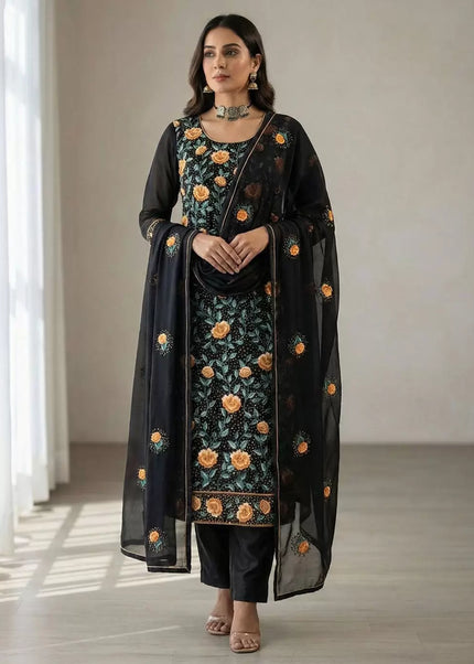 Sequins Embroidered Pant Style Suit