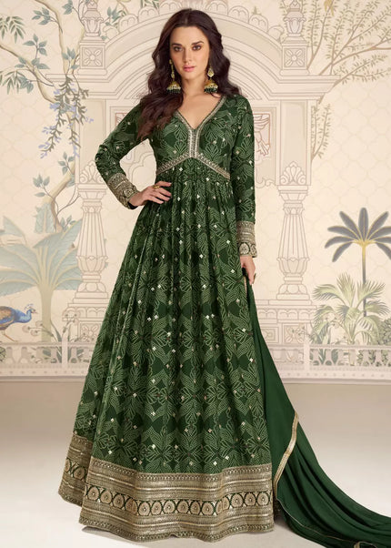 Chinnon Silk Printed and Embroidered Anarkali Gown Series
