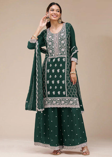 Sequins Embroidered Sharara Suit