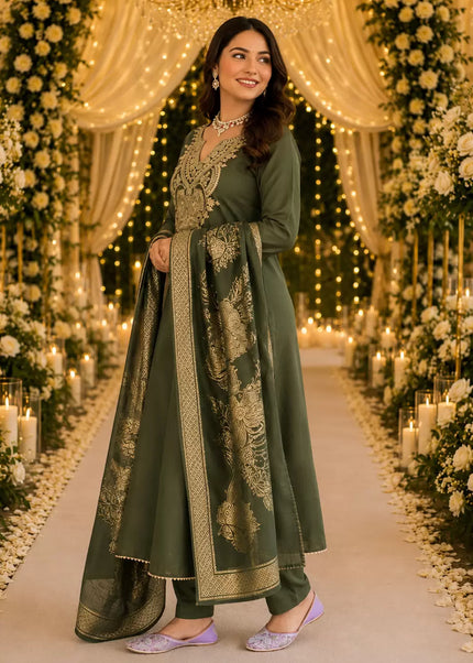 Cotton Blend Embroidered Pant Style Suit Series