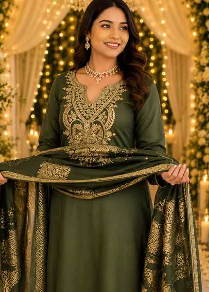 Cotton Blend Embroidered Pant Style Suit Series