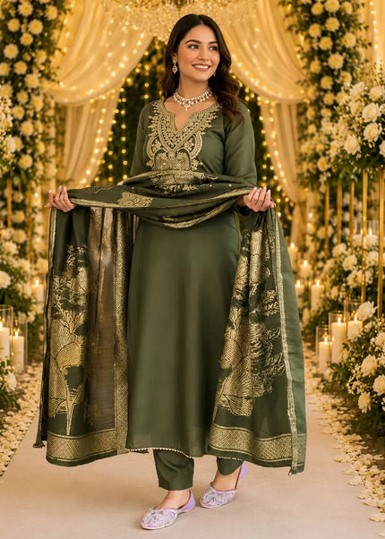 Cotton Blend Embroidered Pant Style Suit Series