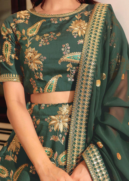 Green Embroidered Lehenga Choli