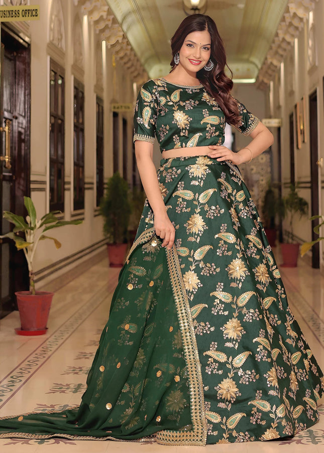 Green Embroidered Lehenga Choli