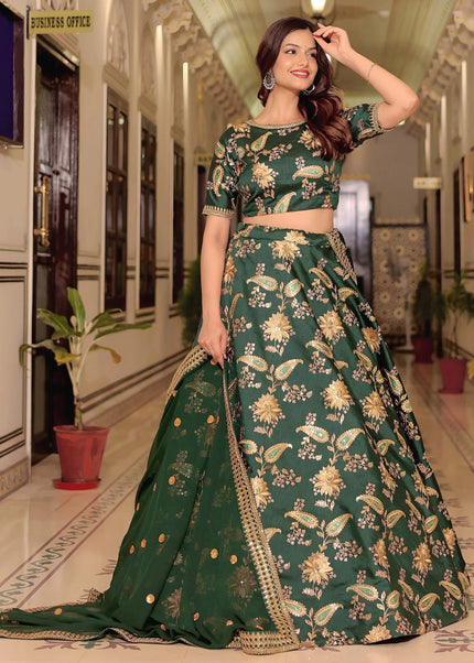 Green Embroidered Lehenga Choli