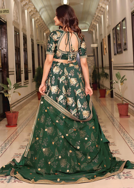 Green Embroidered Lehenga Choli