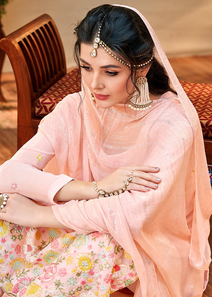 Light Pink Embroidered Pant Style Suit