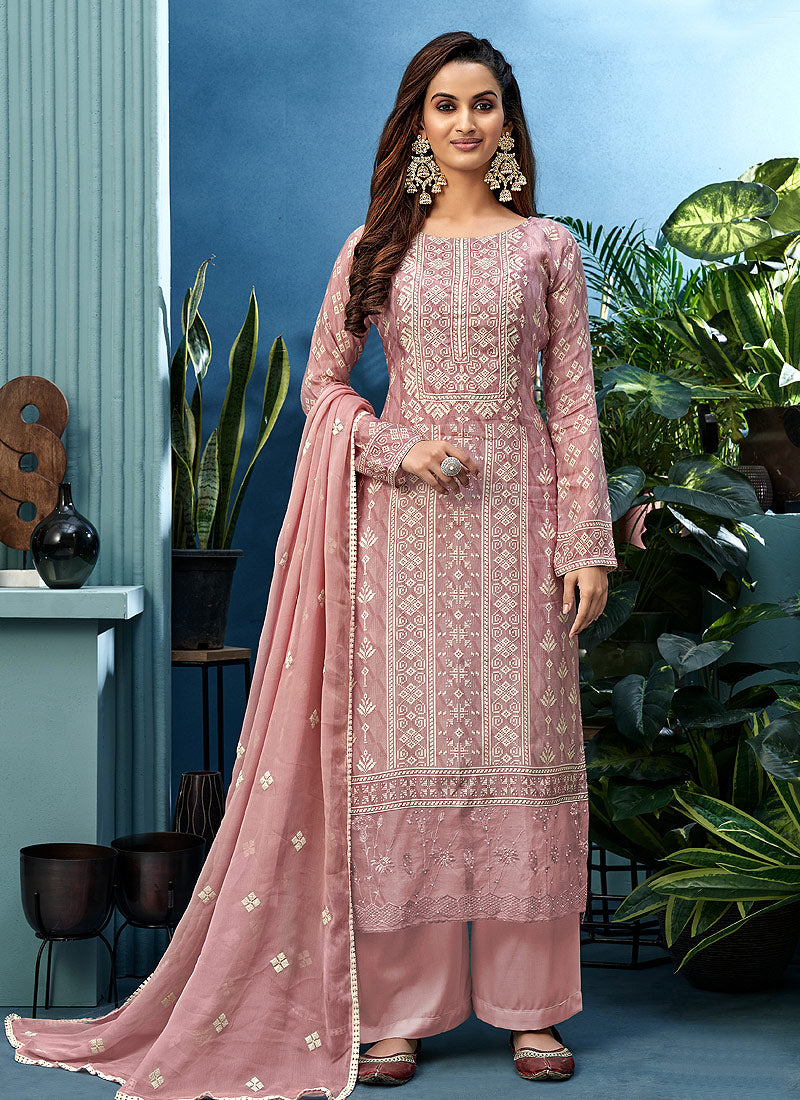 Pink Color Art Silk Fabric Engaging Savvy Suri Anarkali Suit With Contrast  Dupatta