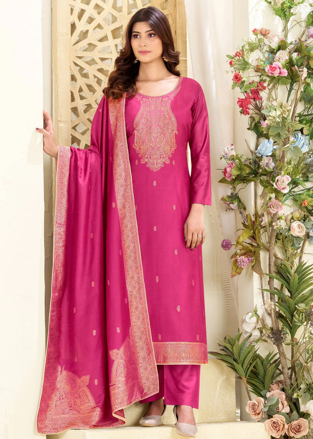 Pink Embroidered Pant Suit