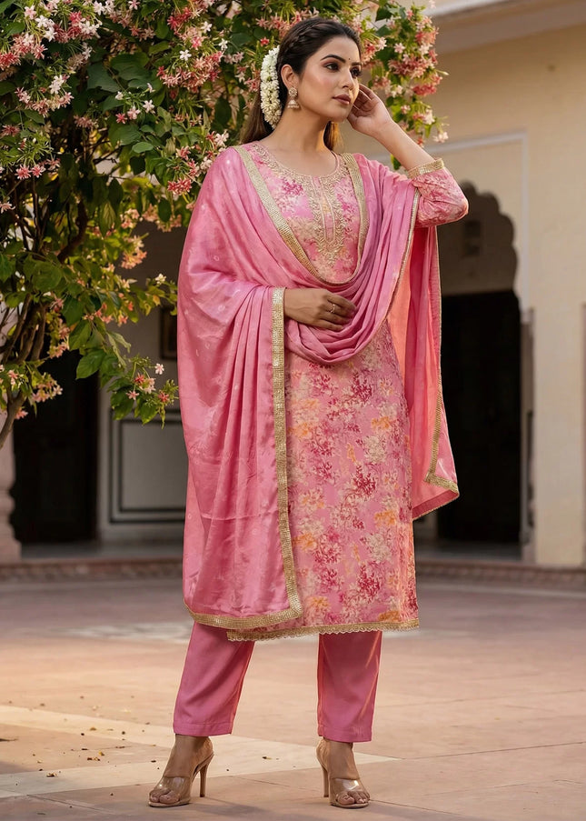 Modal Printed and Embroidered Pant Style Suit Series
