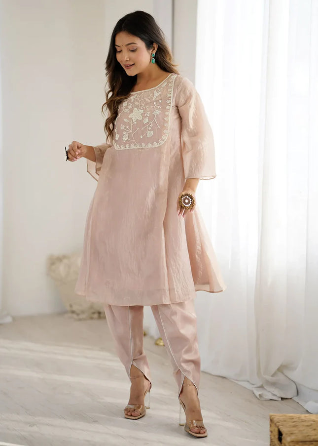 Ivory Brown Embroidered Tulip Pant Suit