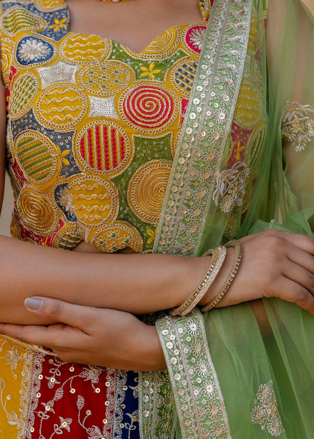 Multicolor Embroidered Lehenga Choli