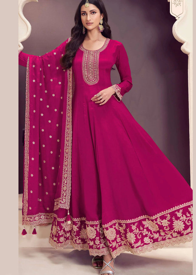 Pink Embroidered Anarkali Gown