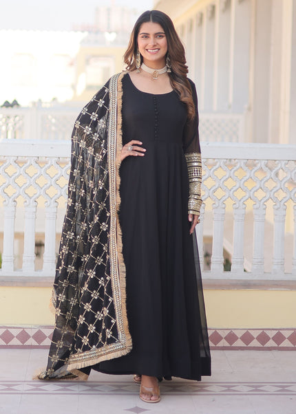 Black Embroidered Anarkali Gown