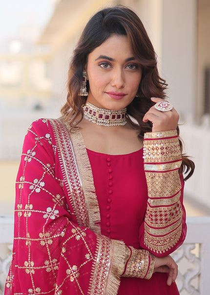 Pink Embroidered Anarkali Gown