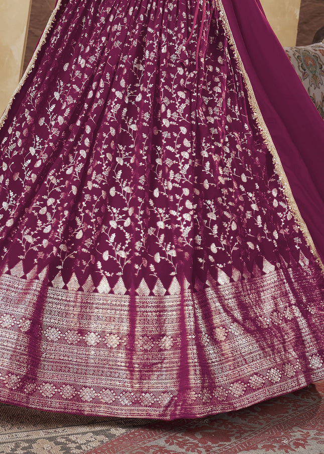 Deep Pink Embroidered Lehenga Choli