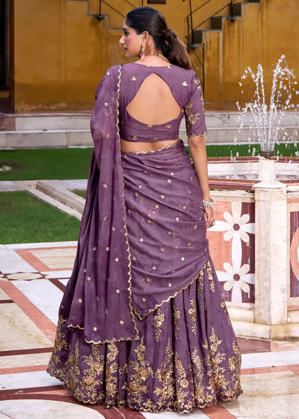 Lavender Embroidered Lehenga Choli