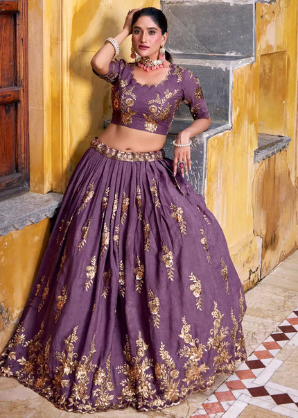 Lavender Embroidered Lehenga Choli