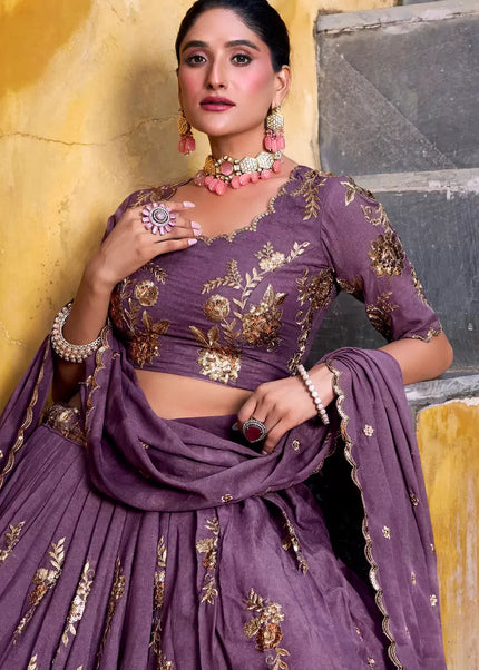 Lavender Embroidered Lehenga Choli
