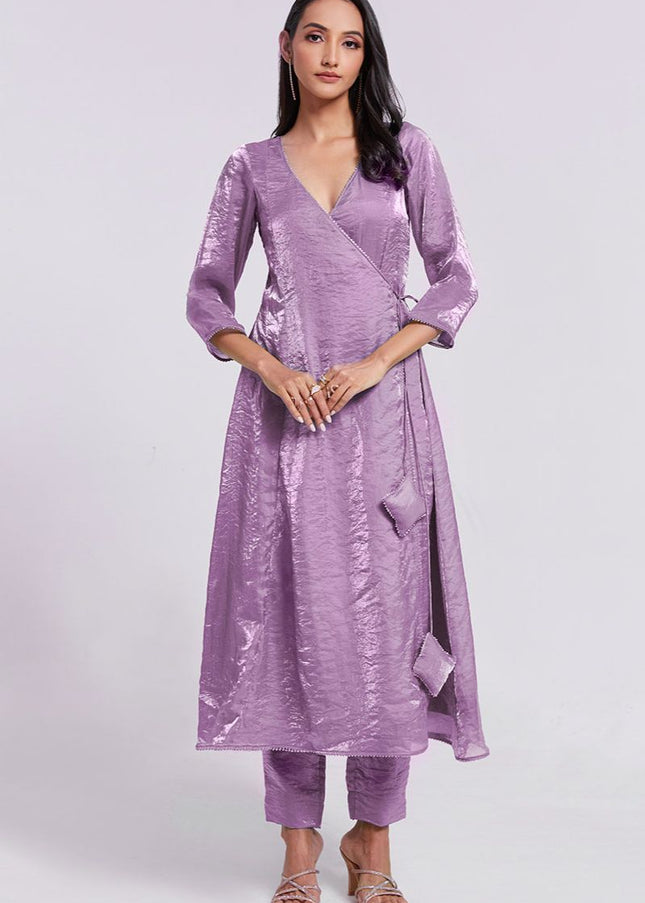 Lavender Embroidered Pant Suit