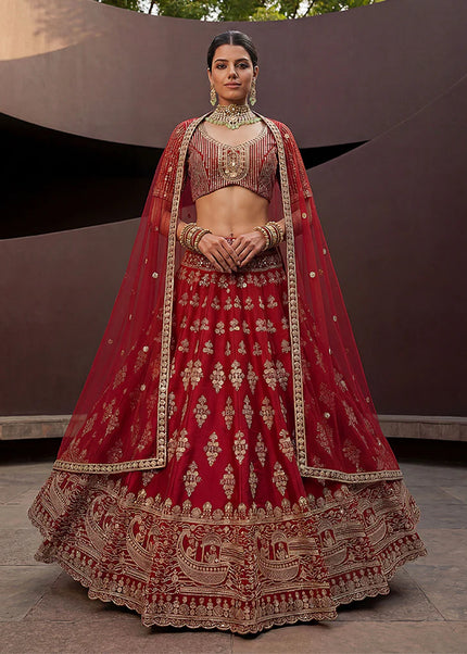 Red Embroidered Lehenga Choli