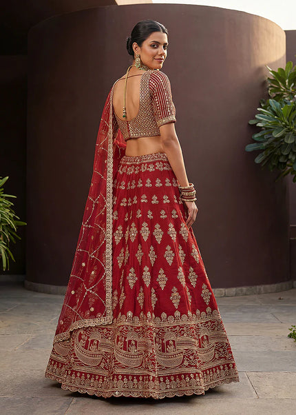 Red Embroidered Lehenga Choli