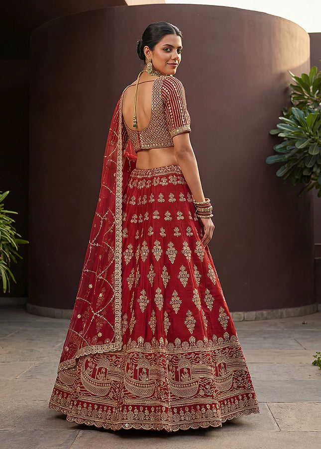 Red Embroidered Lehenga Choli