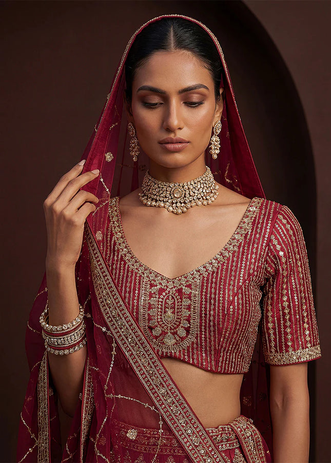 Pink Embroidered Lehenga Choli