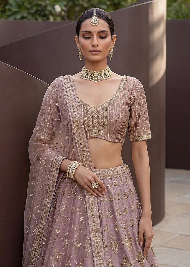 Purple Embroidered Lehenga Choli