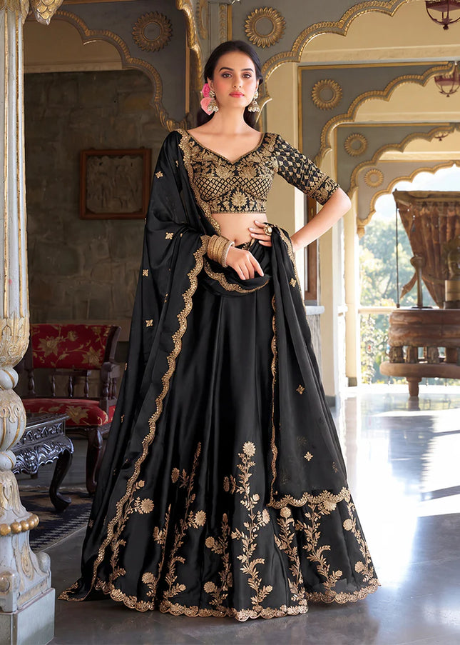 Black Embroidered Lehenga Choli