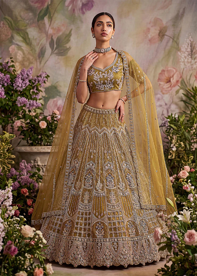 Green Embroidered Lehenga Choli