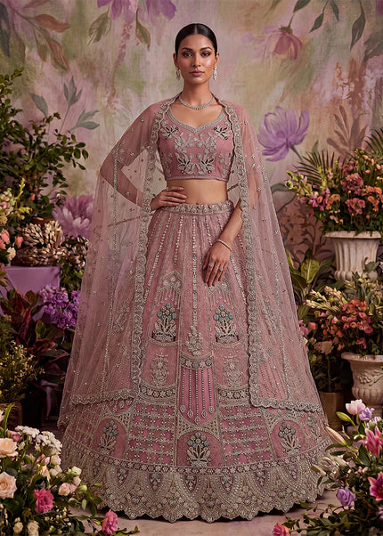 Pink Embroidered Lehenga Choli