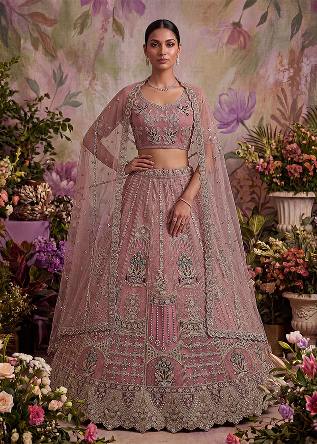 Pink Embroidered Lehenga Choli