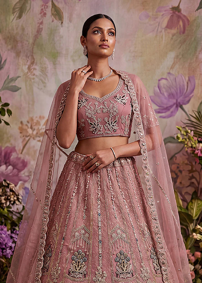 Pink Embroidered Lehenga Choli