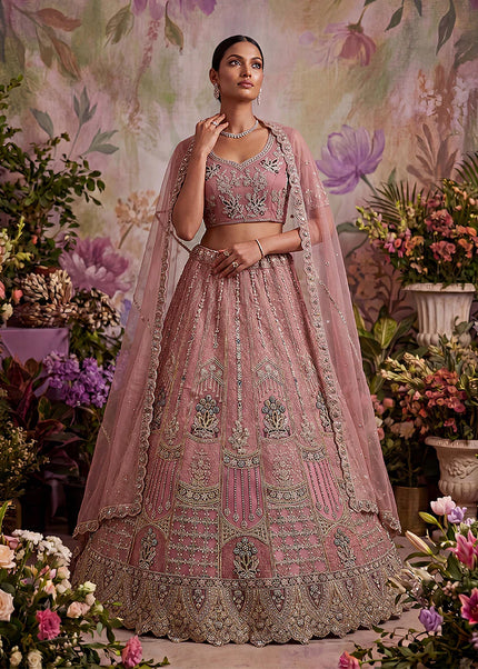 Pink Embroidered Lehenga Choli