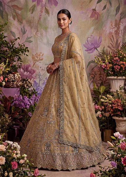 Beige Embroidered Lehenga Choli