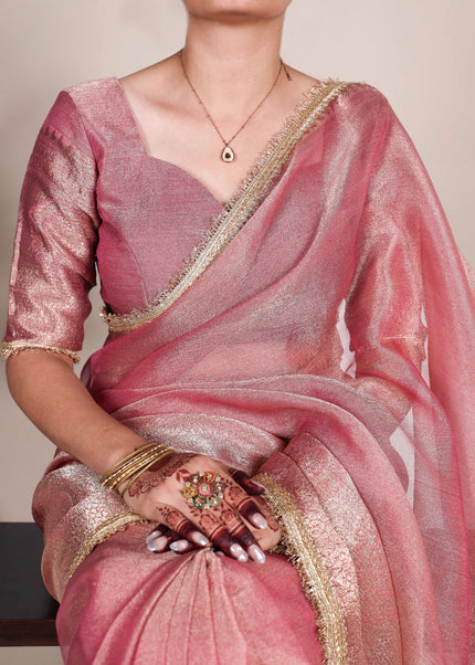 Light Pink Embroidered Saree