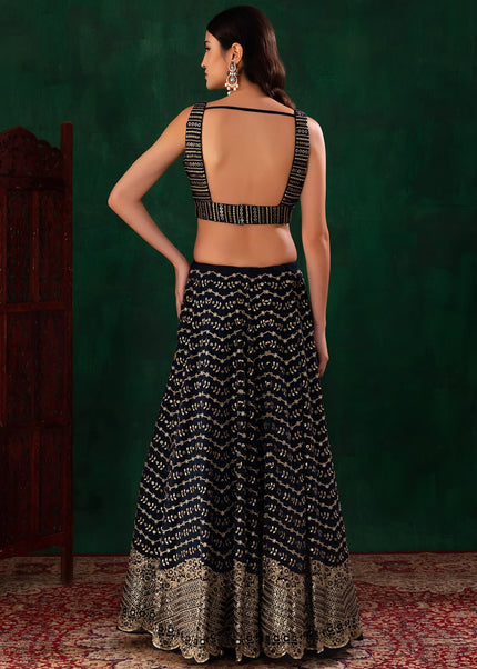 Blue Embroidered Lehenga Choli