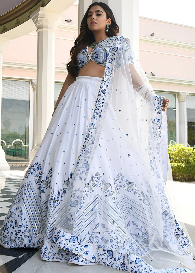 Offwhite Embroidered Lehenga Choli