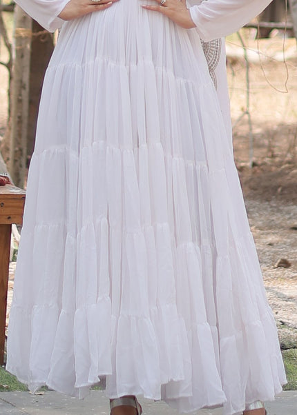 White Embroidered Anarkali Gown