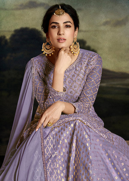 Lavender and Gold Embroidered Lehenga/ Palazzo Suit