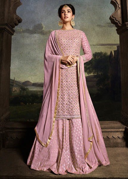 Pink and Gold Embroidered Lehenga/ Palazzo Suit