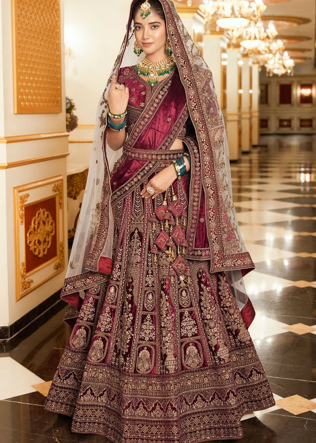 Maroon Embroidered Lehenga Choli