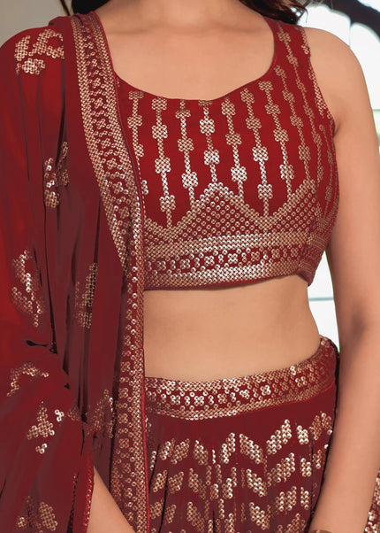Maroon Embroidered Lehenga Choli