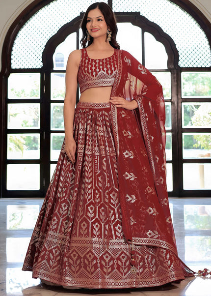 Maroon Embroidered Lehenga Choli