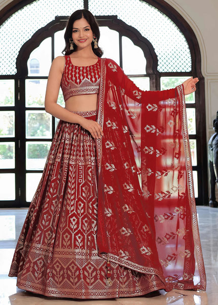 Maroon Embroidered Lehenga Choli