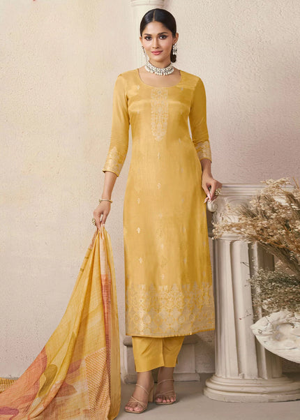Yellow Embroidered Pant Suit