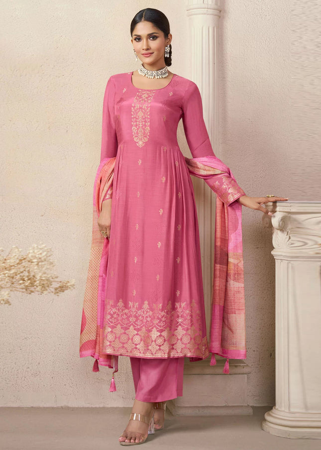Pink Embroidered Pant Suit