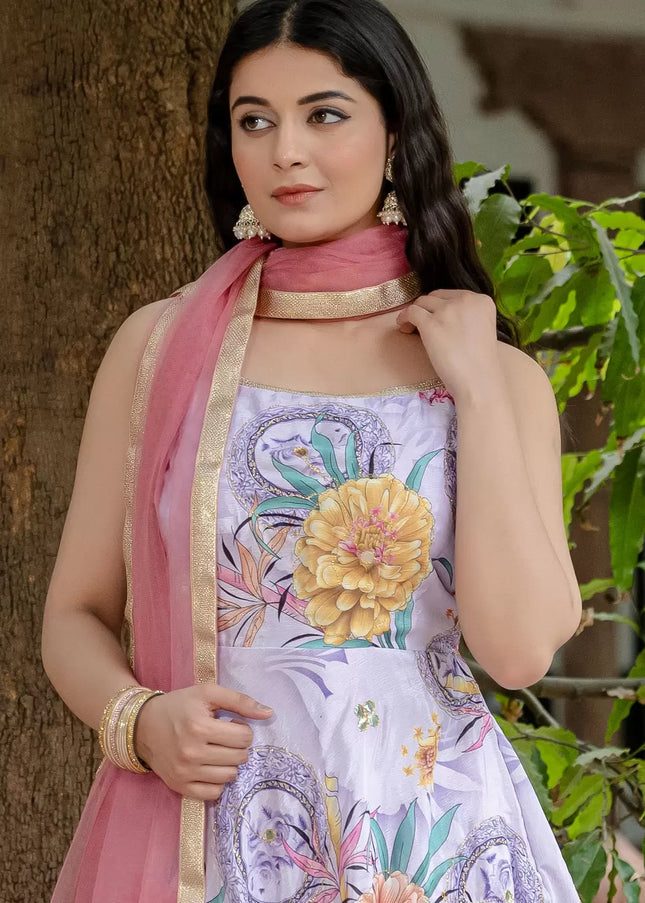 Offwhite Multicolor Embroidered Gharara Suit