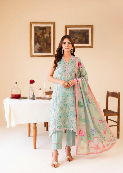 Faiza Faisal | Fnf Prints 2 - Mint Daisy